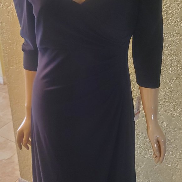 Long black, cold shoulder R& M Richards evening dress. Size 12. NWT. - Picture 2 of 8